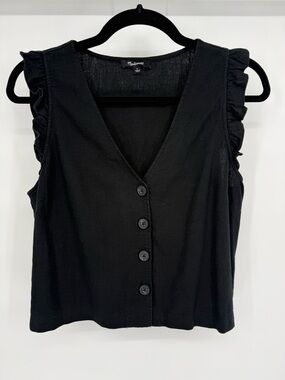Madewell Button Front Tank Ruffle Sleeve Lightweight Minimalist Boho Summer Top